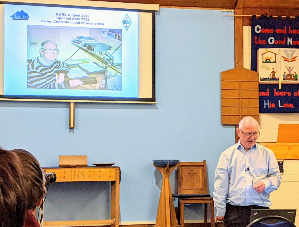 Dave G3YMC presenting a talk on HF Operating