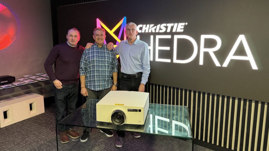 Pal & Steven from Christie Digital Systems donating a Laser Printer to M0XCA of BARC