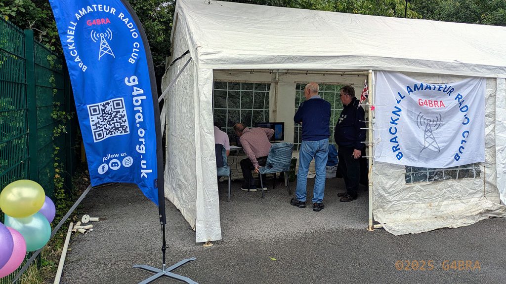 The Bracknell Amateur Radio Club operating in a Marque at the priestwood Community Centre, Bracknell.